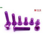 FIOLETOWE ALUMINIOWE ŚRUBY ISO 7380 M2,5